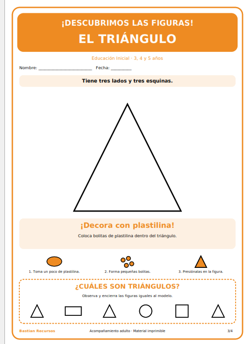 Fichas de figuras geométricas para Educación Inicial
