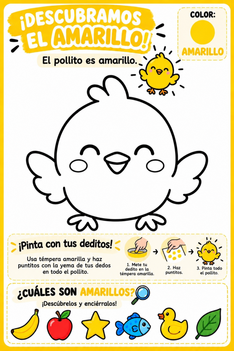 Fichas de colores y motricidad fina para Educación Inicial